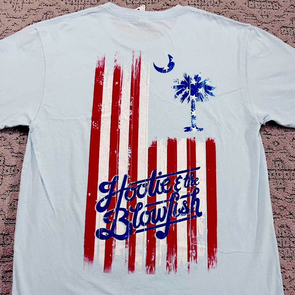🎸 '19 Hootie & The Blowfish Band Baby Blue Soft South Carolina USA Flag Unworn T